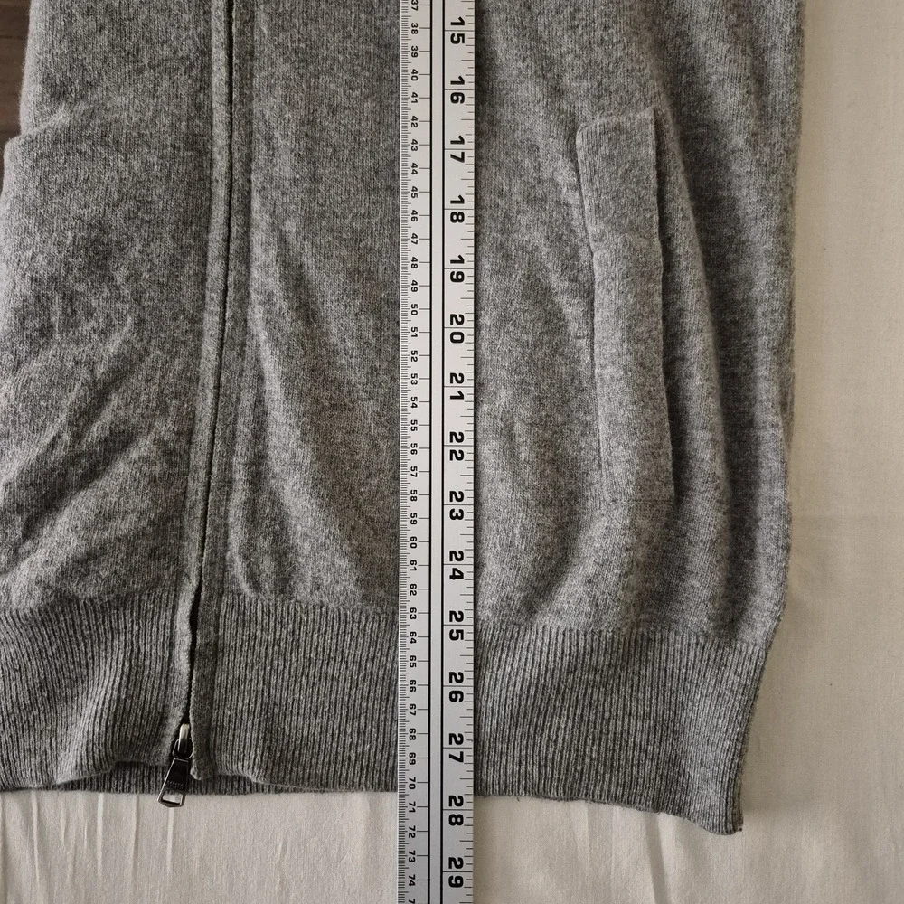 Banana Republic Mens Merino Wool Blend Full Zip Hoodie Gray Elbow Patch Medium